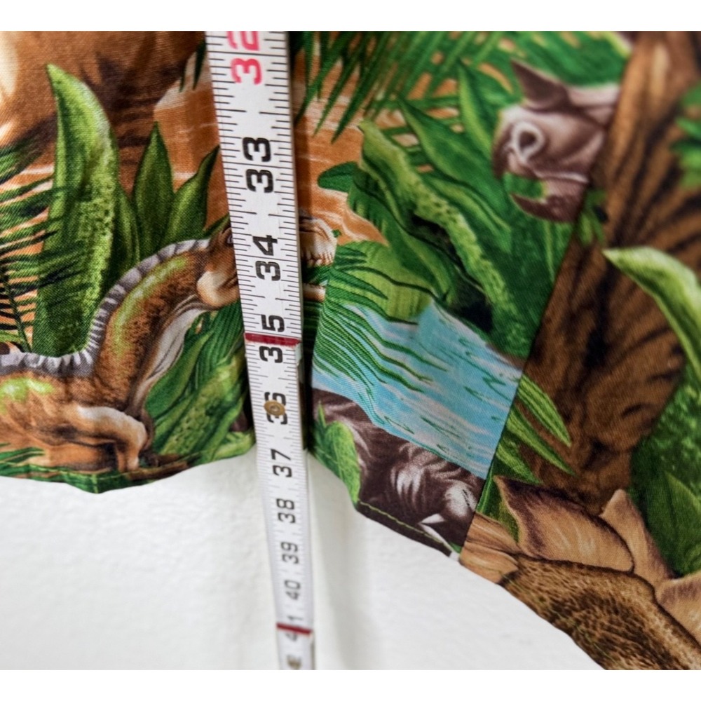 Retrolicious Dress Green Sz L Dinosaur Jurassic Jungle Tropical Novelty - Picture 10 of 10